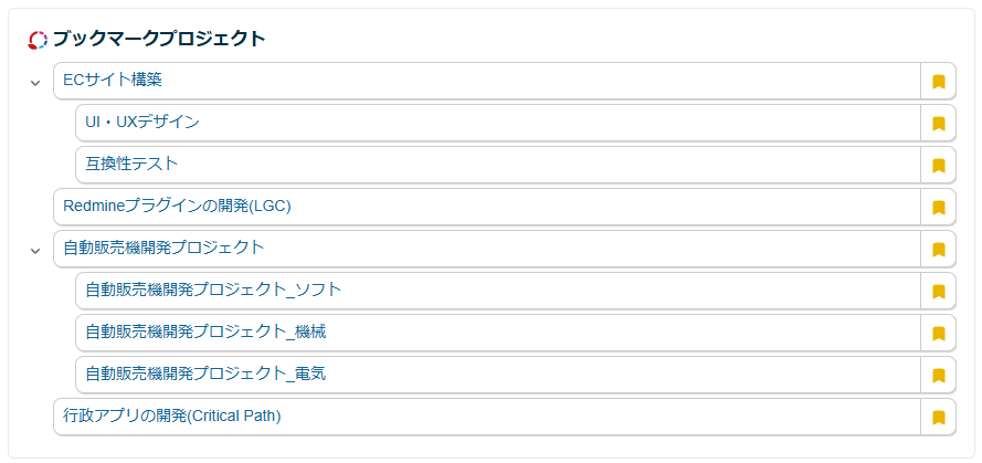 ブックマークプロジェクトパネル